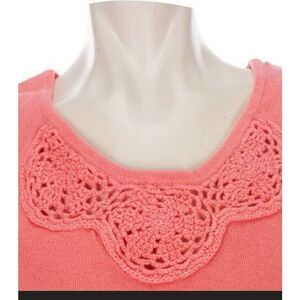 Denim & Co Womens Size 3X Sleeveless Tank Top Coral Rose Crochet Trim Cotton NWT